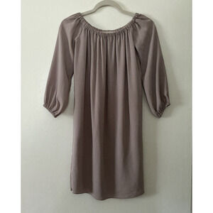 Aritzia Wilfred Beige Off the Shoulder Mini Dress Womens XXS Gray Peasant Pocket